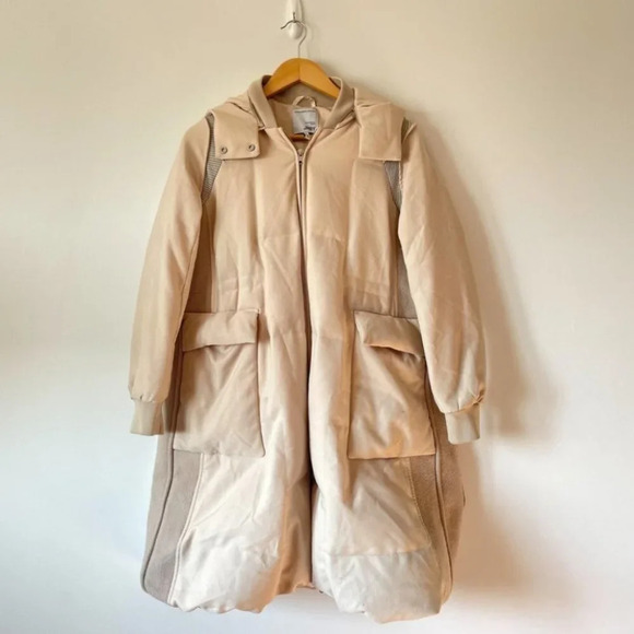 JNBY Wool Duck Down Oversized Outdoor Winter Coat Jacket Cream Sz S - Picture 1 of 10